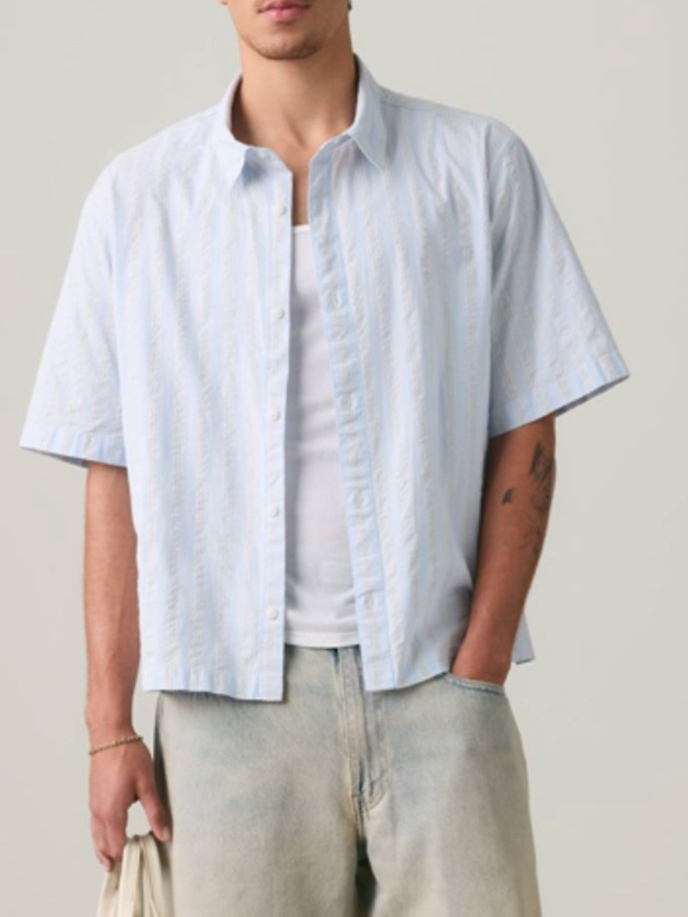 Levi's Light Blue Striped Short-Sleeve Shirt boxy fit